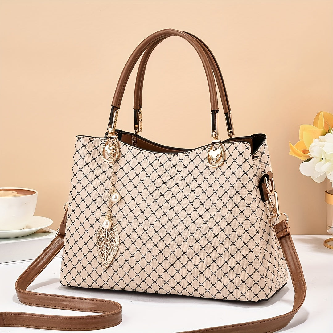 Retro Textured Pattern Handbag Top Handle Purse All Match PU Leather Bag