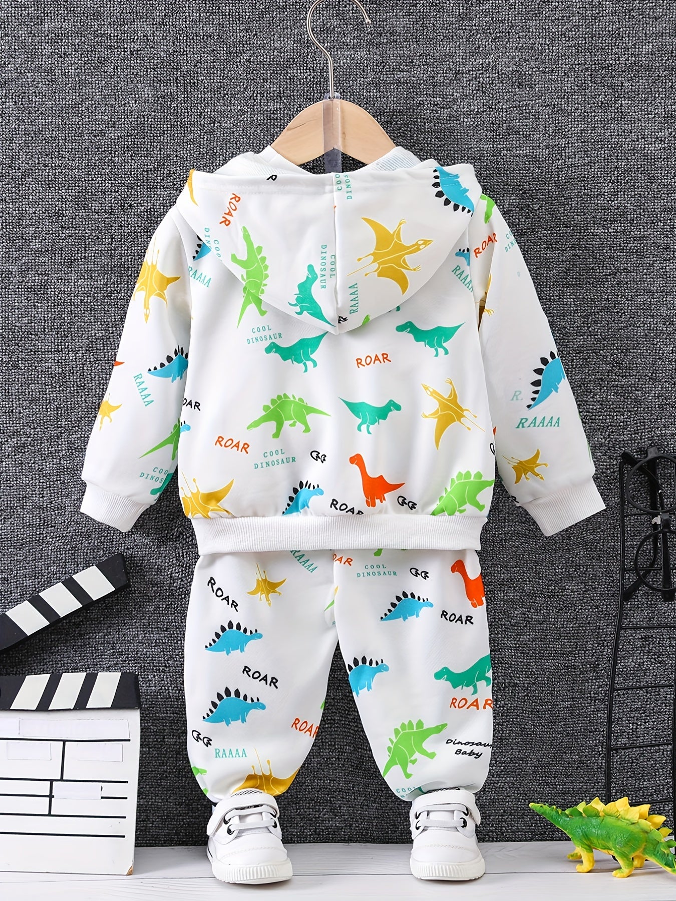 Baby Boys Dinosaur Print Hoodie & Pants Set