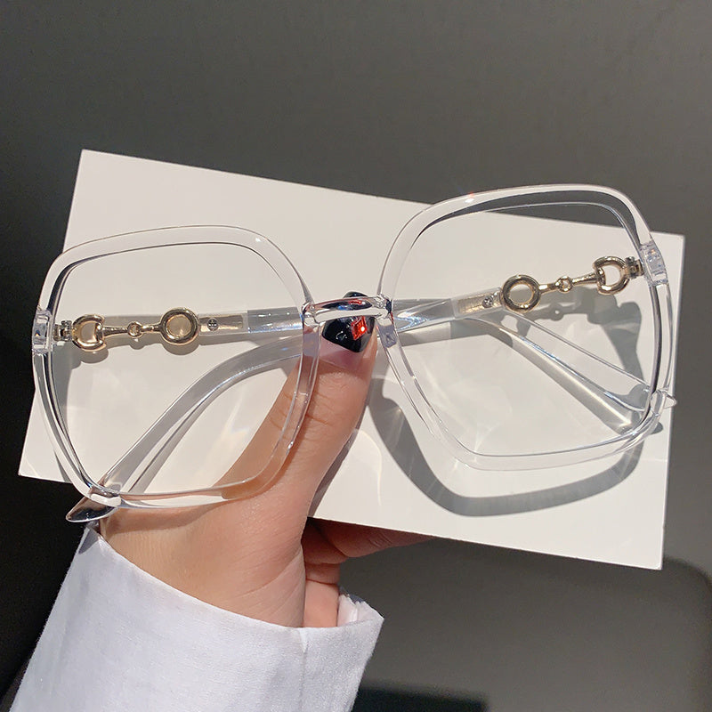 Oversized Square Eyeglasses Light Blocking Female Eyewear Glasses