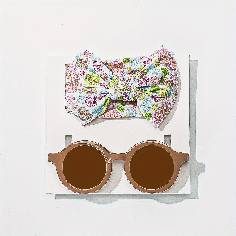 Newborn Baby Headband & Round Sunglasses Set Hair Accessories