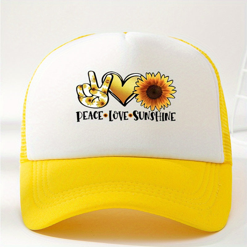 Sunflower Print Baseball Cap Outdoor Sunshade Trucker Hat
