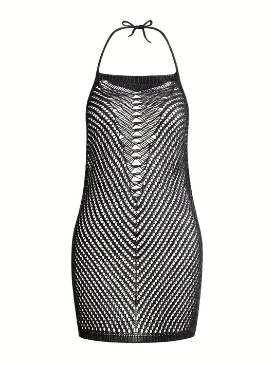 Boho Style Halter Backless Cover Up Beach Dress