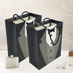 3D Tuxedo Satin Bow Tie Gift Bags for Wedding Groomsmen