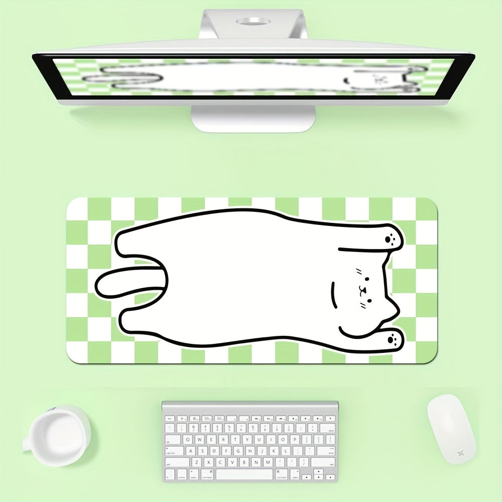Green Plaid Cat Mouse Pad