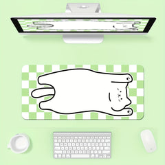Green Plaid Cat Mouse Pad