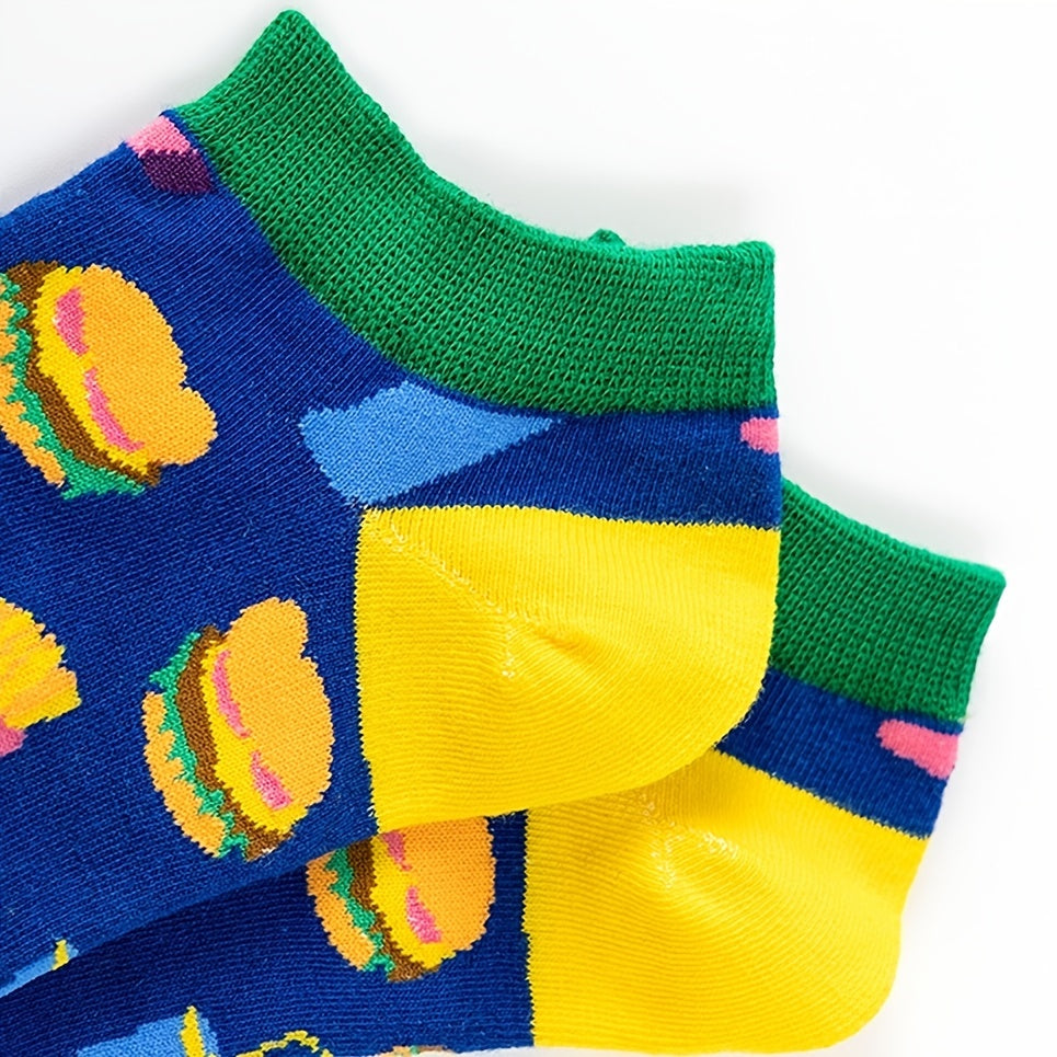 4 Pairs Ankle Socks for Women with Funny Patterns