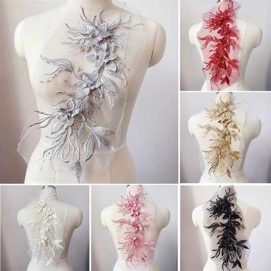 Large Lace Embroidered Applique Dress Flowers Patches Sew On DIY
