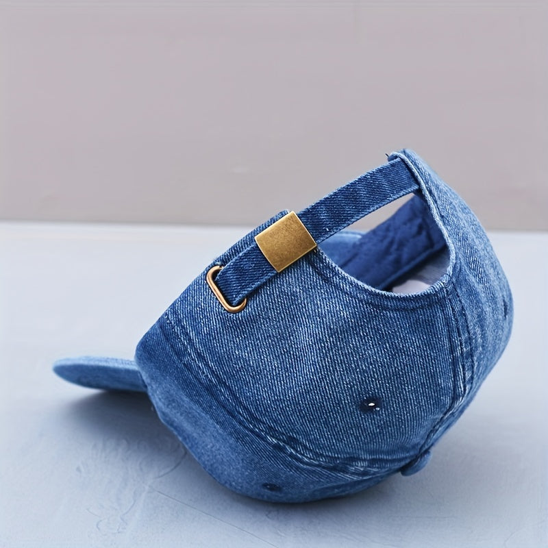 Embroidery Baseball Cap Denim Washed Unisex Couple Sun Hat