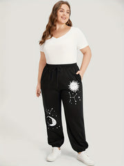  Sun & Moon Print Jogger Running Trousers