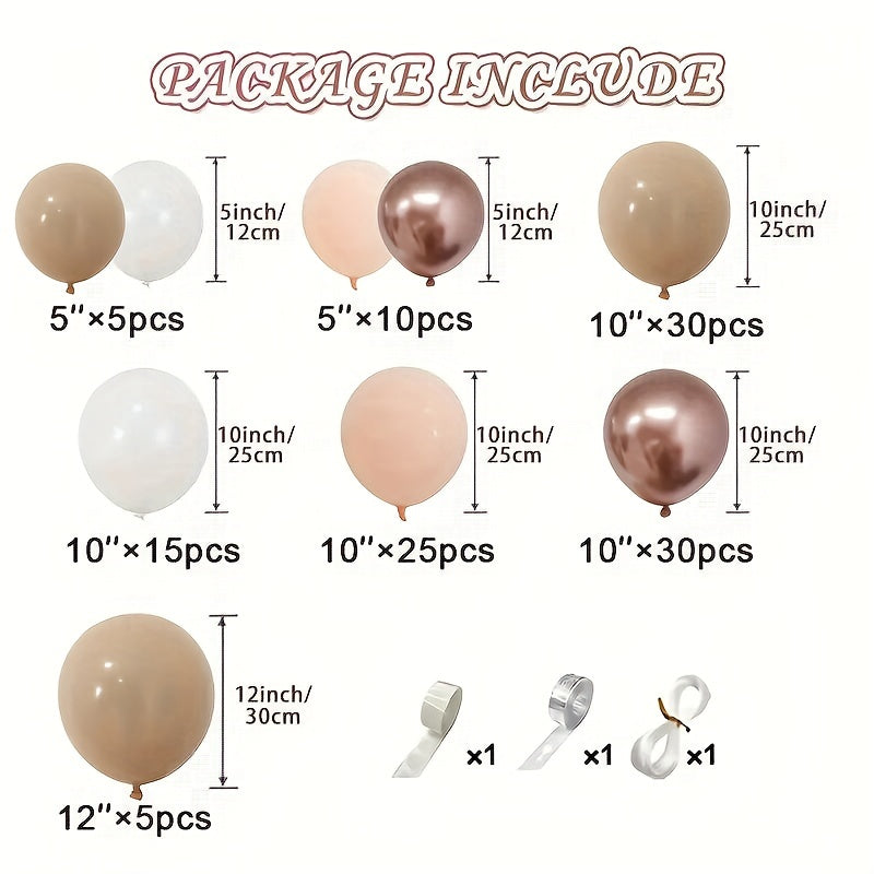120pcs Brown Balloon Nude Rose Golden Double Filled Skin Tone Balloon