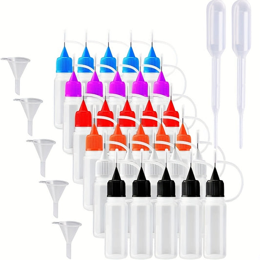 6pcs 10ml Needle Tip Glue Bottle & Colorful Tips DIY Quilting Craft Paint