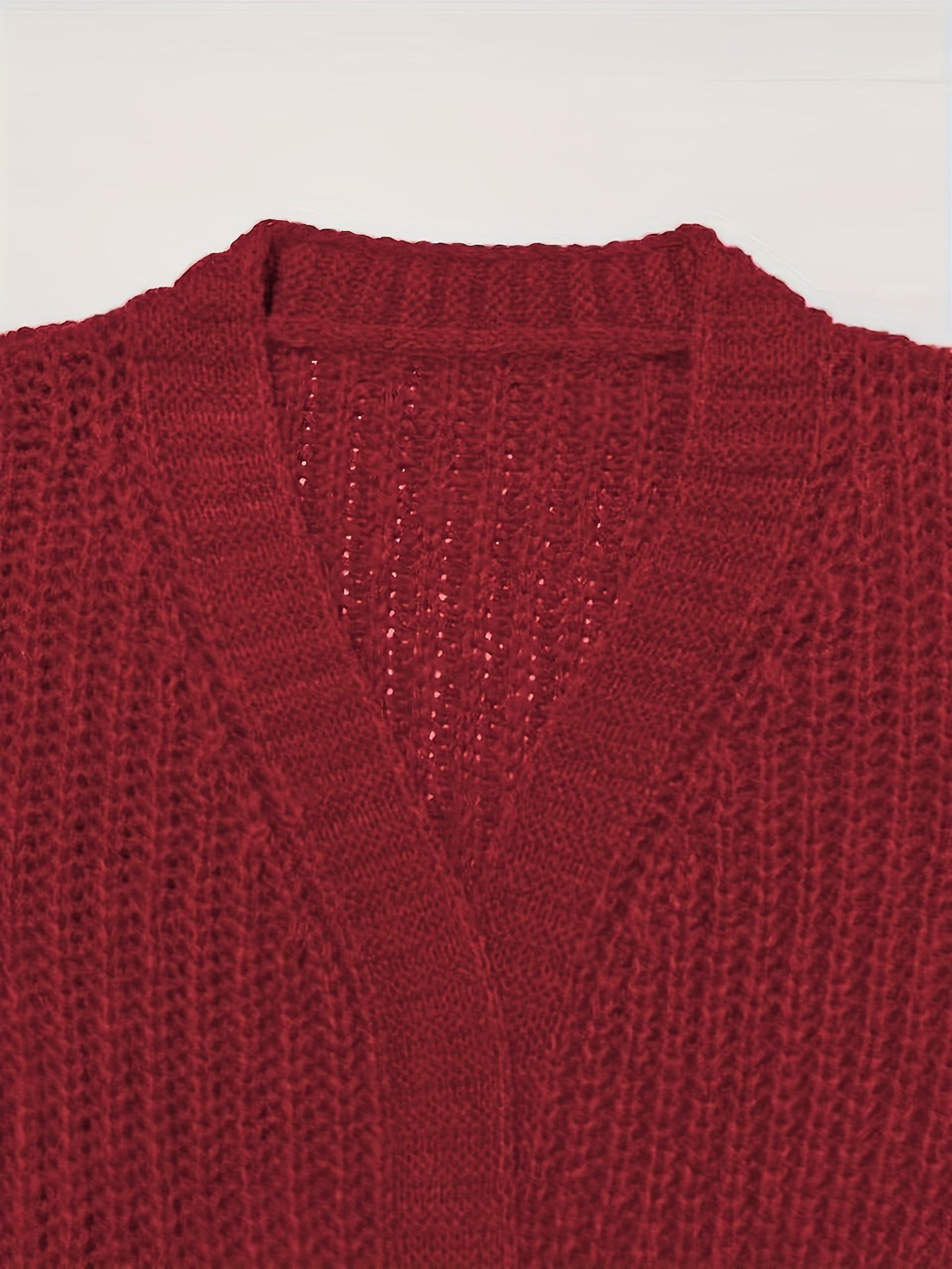  Solid Long Sleeve Open Front Loose Cardigan