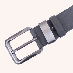 Men's Grey PU Leather Flat Belt