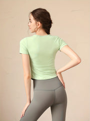 Solid Fitness Workout T-Shirt Quick Drying Sports Tee Women's Activewear