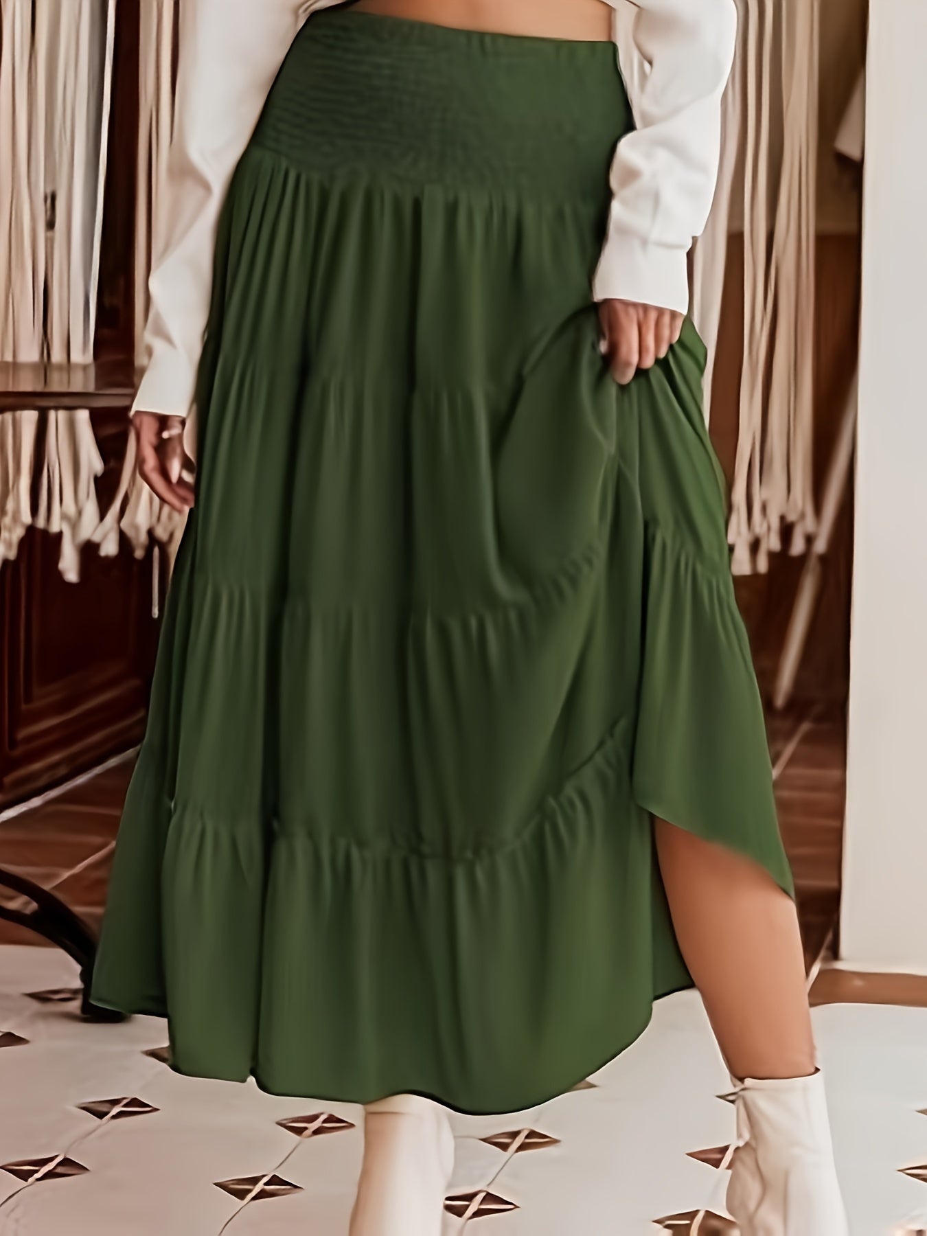  Boho Skirt Women's High Waist Smock Skirt