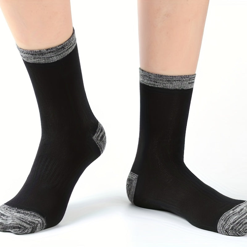 Men's Solid Crew Socks Breathable Comfy Casual Unisex Outdoor Wear