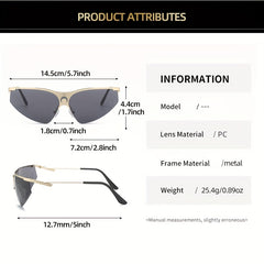Y2K Mirror Lens Sunglasses Futuristic Crescent Moon Decor Glasses UV400
