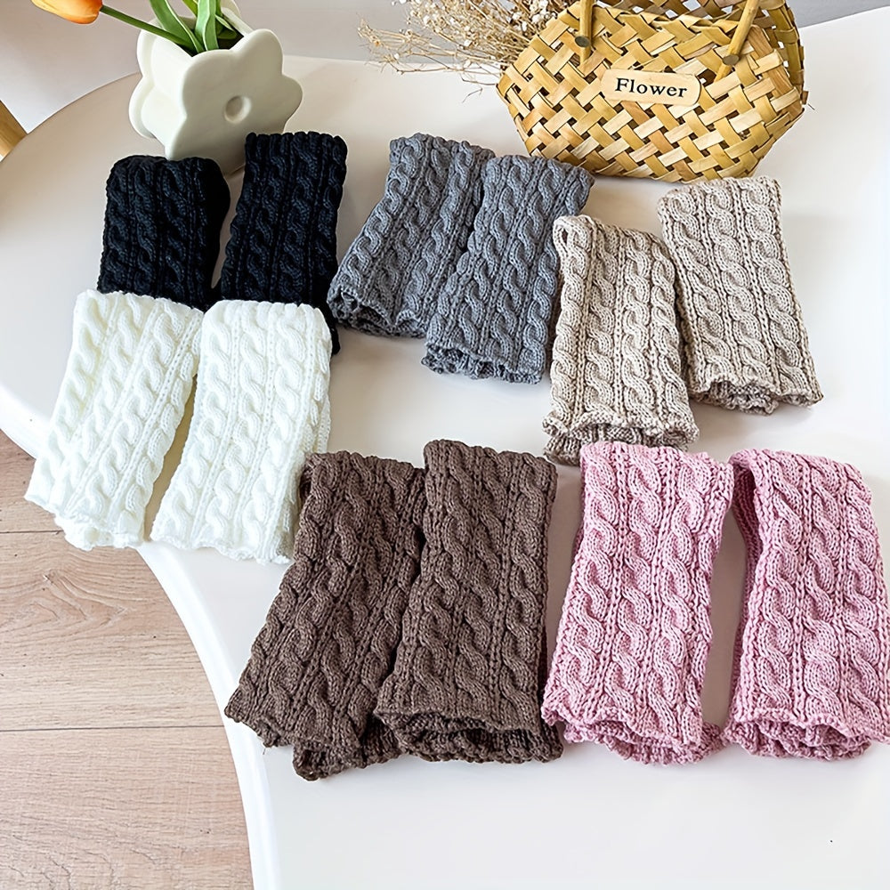 Solid Knitted Leg Warmers Warm All match Socks Women's Stockings & Hosiery