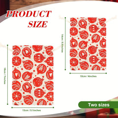 Christmas Print Bouquet Pocket Draw String Gift Bag