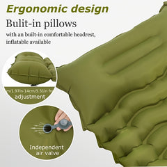 Double Sleeping Pad for Camping Inflating Mat with Pillow
