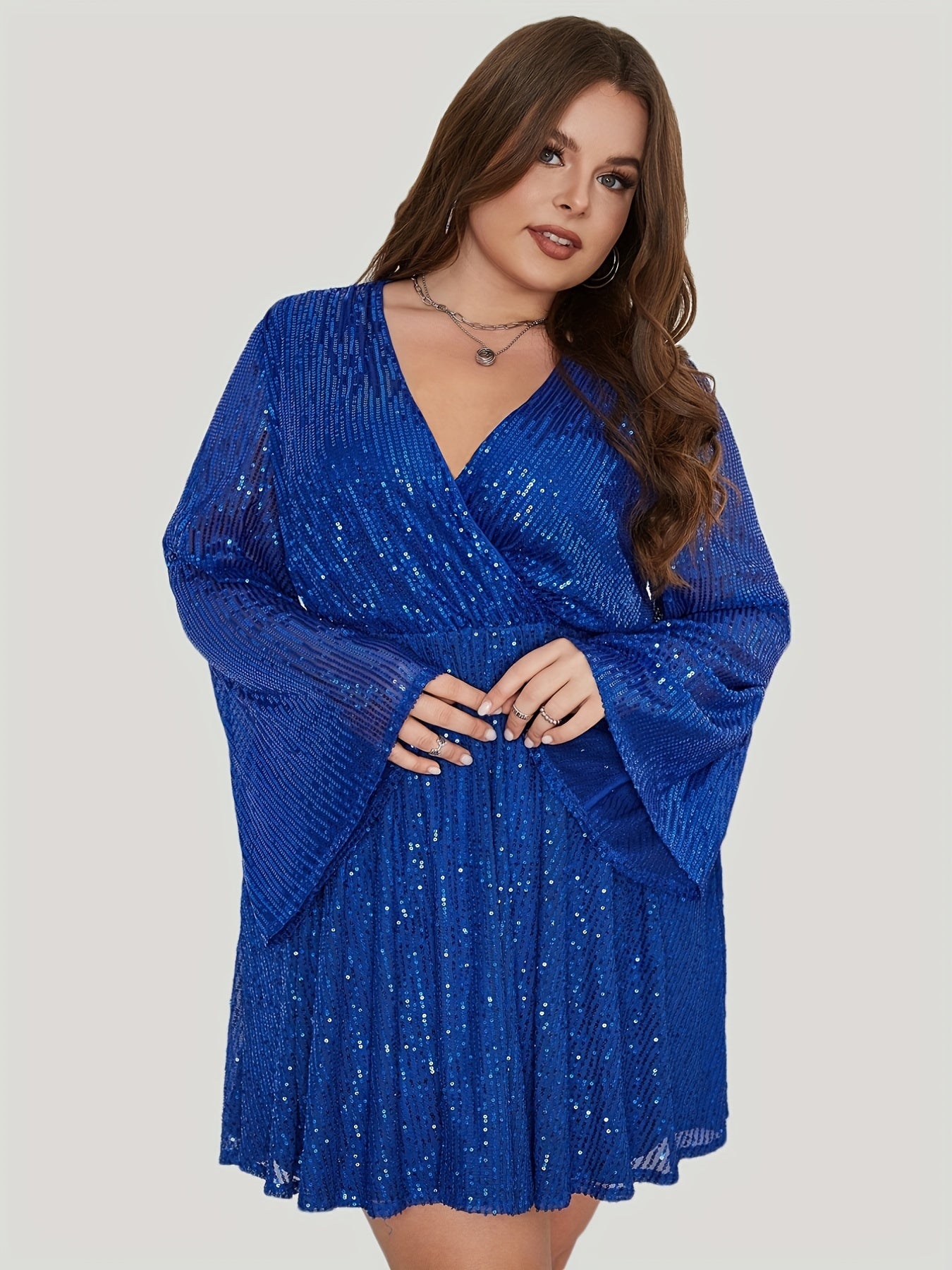  Sparkle Sequin Lantern Sleeve Bodycon Party Dress