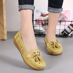 Women's Hollow Out Loafers Breathable Slip On Solid Flat Shoes