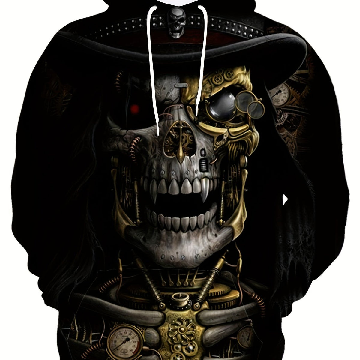 Men's Skull Graphic Hoodie Active Breathable 3D Print Hooded Shirt