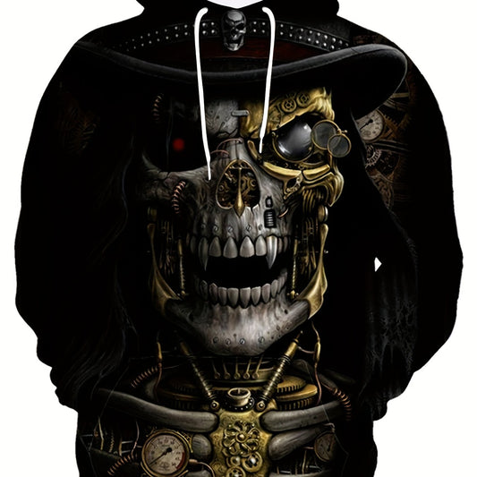 Men's Skull Graphic Hoodie Active Breathable 3D Print Hooded Shirt