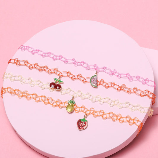 4pcs Girls Fruit Pendant Necklace Decorative Accessories Holiday Gift