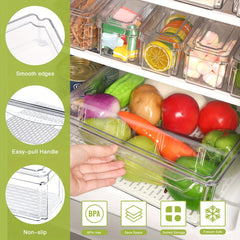 10pcs Clear Plastic Refrigerator Storage Tray with Lid