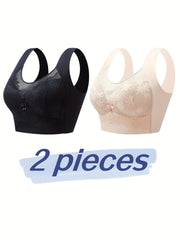2pcs Lace Wireless Bras Soft & Comfy Tank Bra