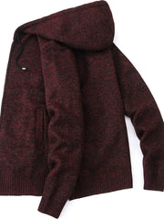 Sherpa Lined Knitted Cardigan Men's Hooded Jacket Long Sleeve Hoodies