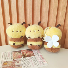2pcs Cute Bee Plush Dolls 4 Inch Keychain Pendants for Collectors and Home Decor