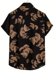 Men's Leaf Print Hawaiian Shirt for Daily Wear and Vacation