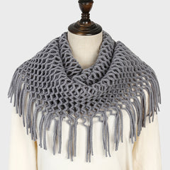Thickened Scarf Warm Mens Wool Hollow Tassel Circle Scarf Snow Weather