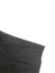  Solid V-Waist Flared Leg Trousers