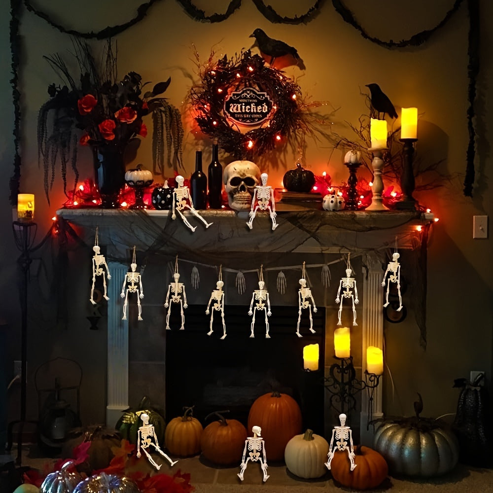 12 Pack Mini Skeleton Figurines for Halloween Party Favors