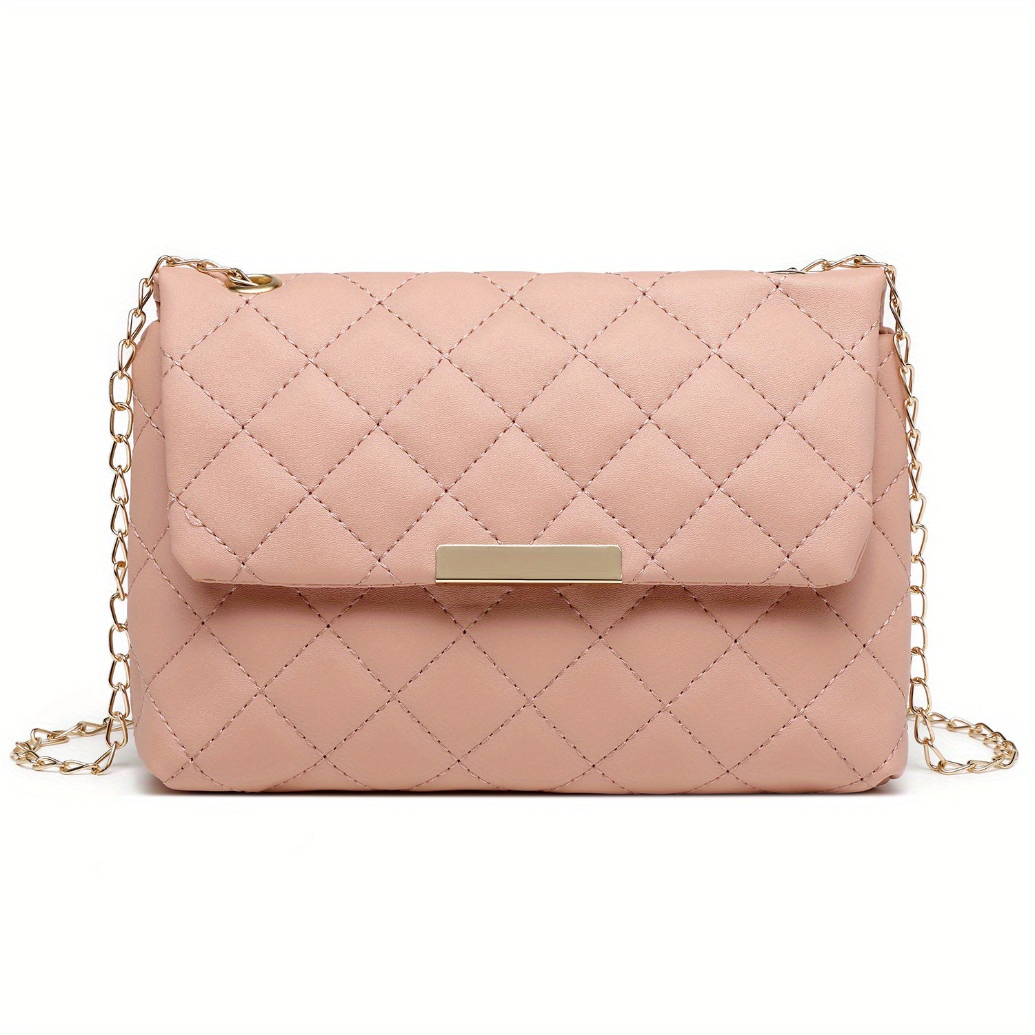 Argyle Quilted Shoulder Bag Chain Crossbody Bag Small Flap Square Purse