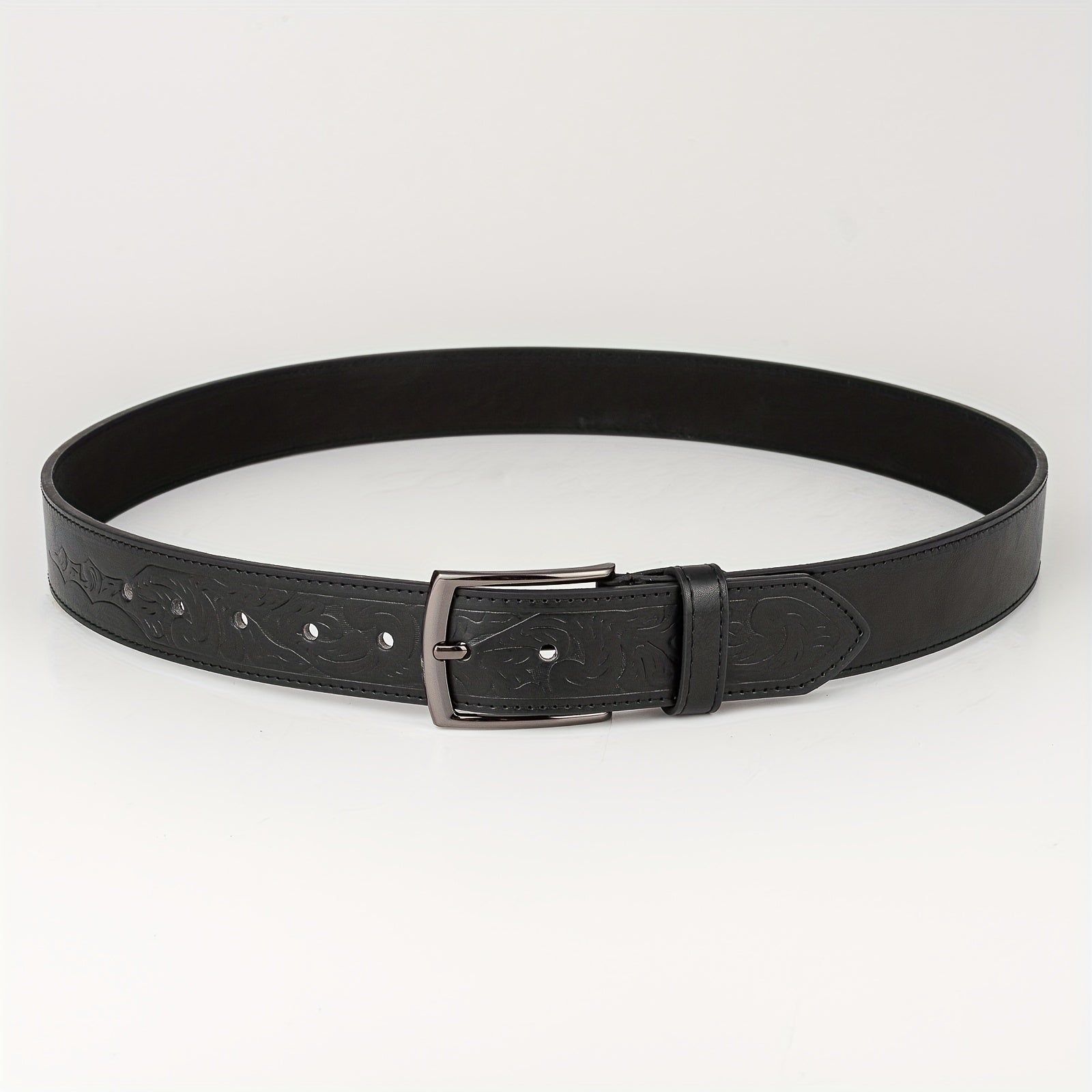 High End Embossed Sports Square Casual Belt PU Men's Leather Belt