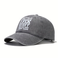 I Fix Stuff And I Know Things Letters Print Washed Baseball Cap
