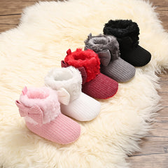 Bowknot Comfortable Boots For Baby Girls Soft Warm Plus Fleece Boots