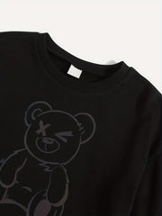 Graffiti Bear Print Boys Sweatshirt & Sweatpants Set