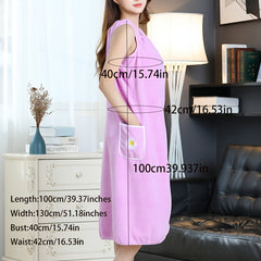 Adults Flower Pattern Bath Skirt, Absorbent & Quick Drying Towel