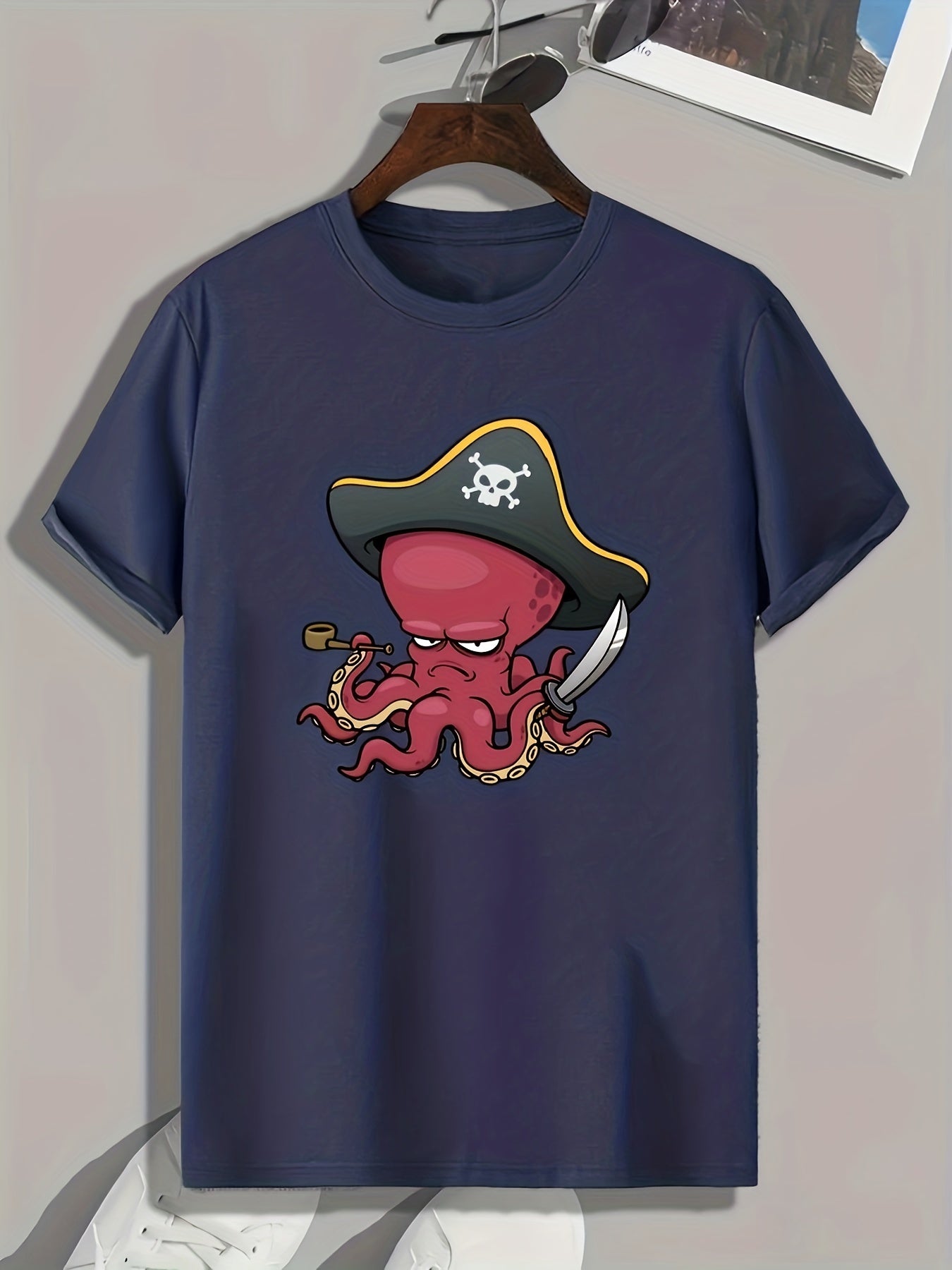 Octopus Print Men's Graphic T-shirt for Summer