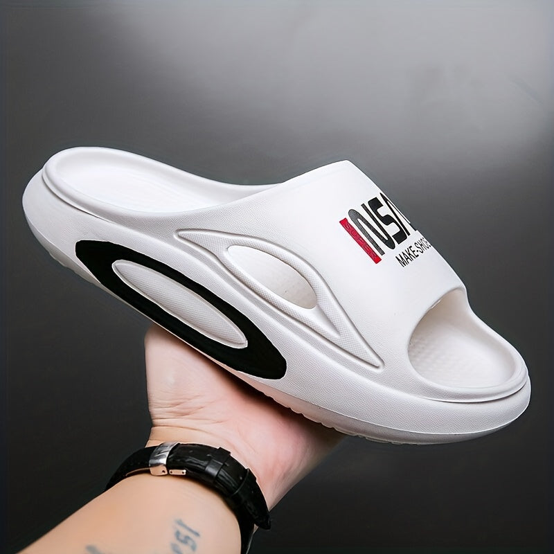 Men's Alphabet Detail Non Slip Platform Slides
