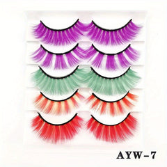 5 Pairs Fluffy Wispy Curly False Eyelashes for Festivals Stage Makeup