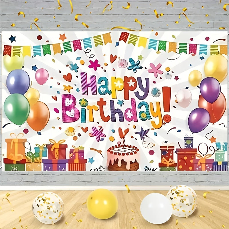 Rainbow Happy Birthday Banner Backdrop Large Yard Sign