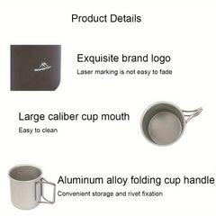 300ml Camping Cup Foldable Handle Ultra light Water Cup