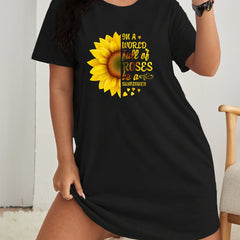  Sunflower Print Round Neck Tee Nightdress