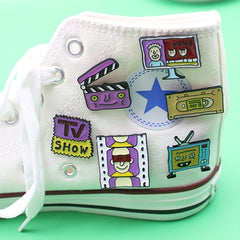 TV Film Photo Frame Magnetic Tape Playing Board Cartoon Brooch